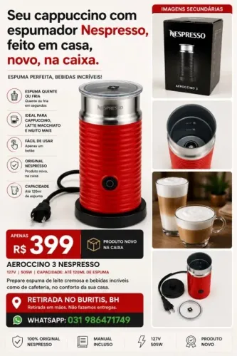 Espumador de Leite Nespresso - Novo