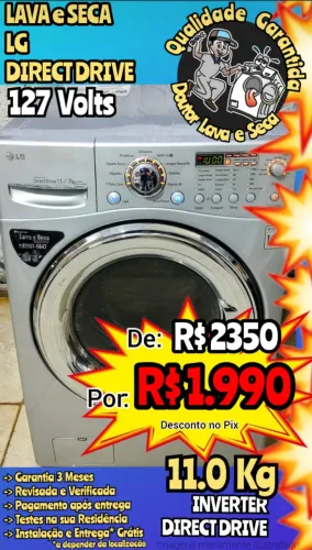 LAVA SECA LG 11KG INVERTER entrega Grátis*! Garantia
