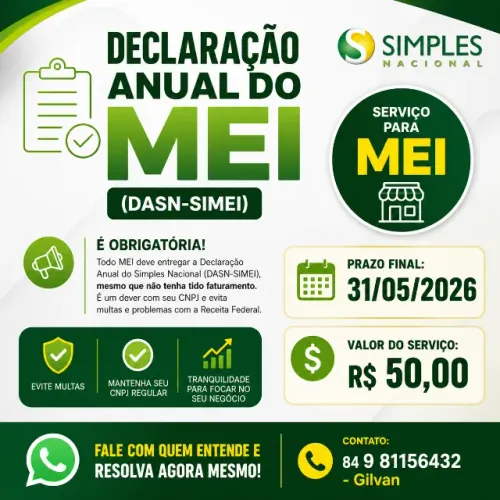 DECLARAÇÃO ANUAL DO MEI - R$ 50,00