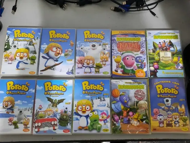 Kits Dvds Pororó & Backyardigans + Estojo com 17 Dvds Infantis