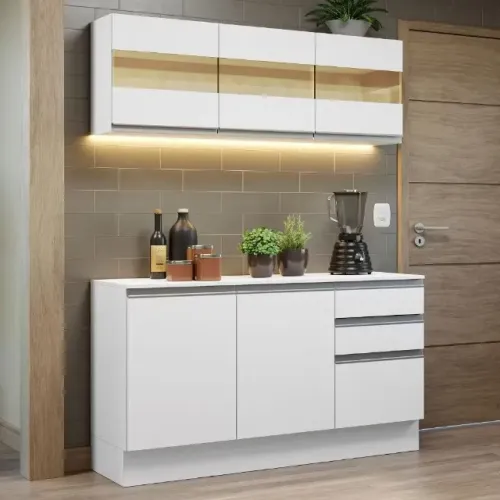 ARMÁRIO NOVO EM MADEIRA MDF COMPLETO (BALCÃO + AÉREO) NOVO LACRADO MADESA