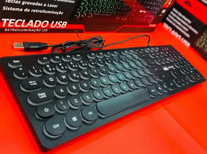 Teclado gamer rgb teclas redondas 