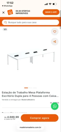 Estação de Trabalho Mesa Branca Plataforma Escritório com Caixa de Tomada