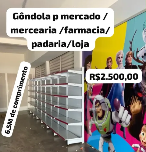 Gôndola de parede / prateleira /balcao 6,5M comprimento