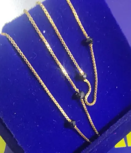 Pulseirinha Pedrinha 2 mm Fio 0.5 mm Tamanho 21 Cm Ouro 18 Kilates