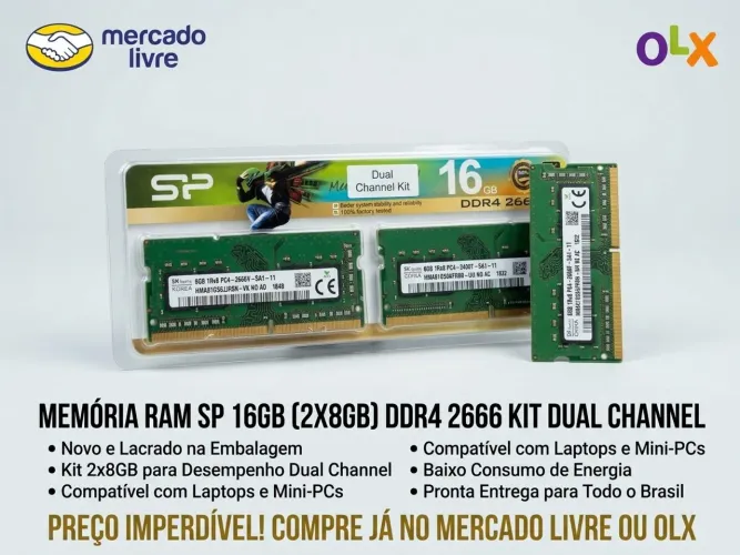 Kit Memória RAM Notebook 16GB (2x8GB) DDR4 SK Hynix SODIMM?