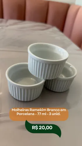 Molheiras em Ramekin branco cerâmica - 77 ml - 3 unid.