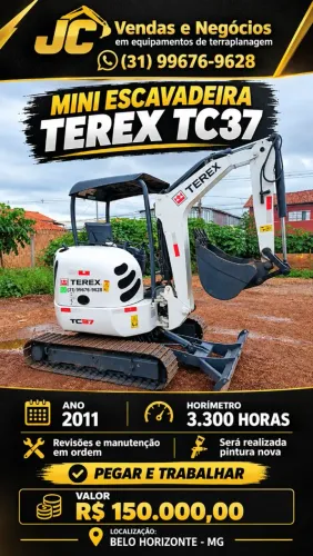 Mini escavadeira Terex TC37 cabine aberta