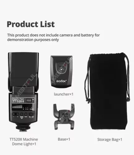 Kit de flash Godox TT520 II com sinal sem fio integrado de 433 MHz + transmissor