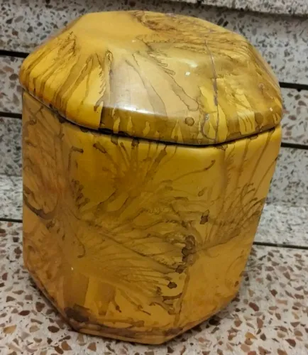Pote Decorativo Facetado - Estilo Rústico Marmorizado