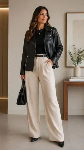 Jaqueta feminina de couro semi nova importada serve até GG