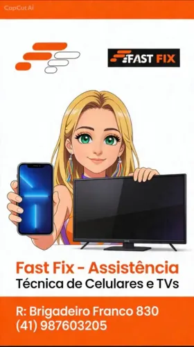 Assistência técnica de celulares e televisores.