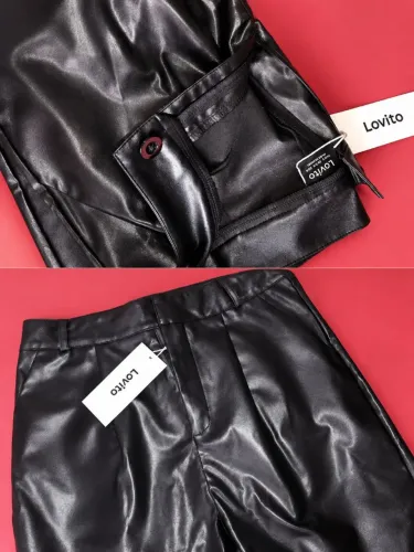 calça LOVITO Wide leg pantalona corino