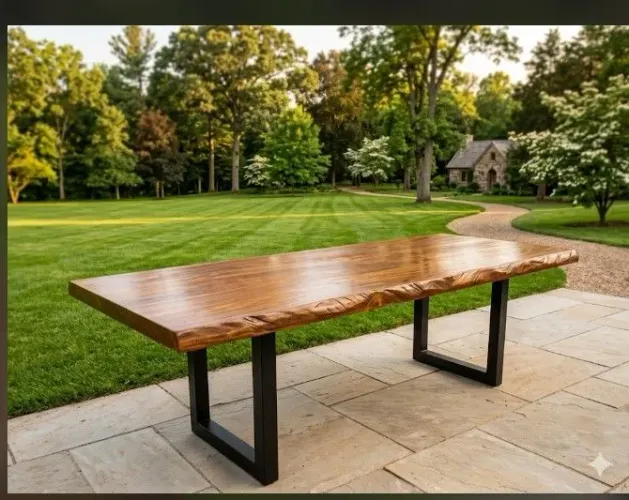 Mesa de madeira rústica, não é MDF c/borda orgânica