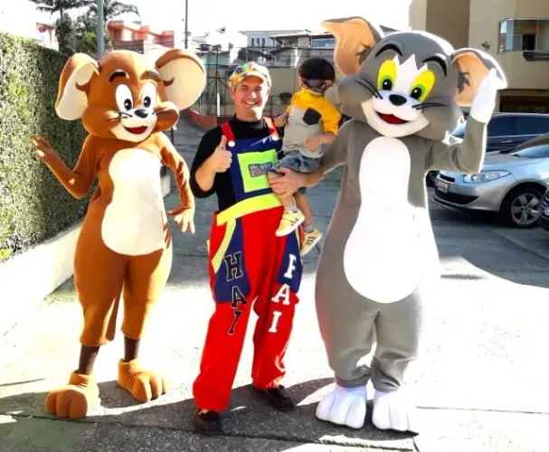 Personagens vivos Tom e Jerry cosplay festa infantil