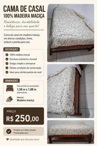 Cama de casal - madeira