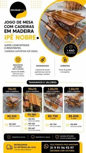 Jogos de mesas ipé nobre