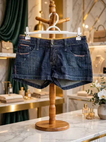 Shorts Jeans Lado Avesso - Cintura Baixa | Tam 40<br>