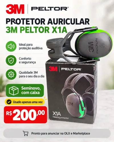 Protetor Auricular 3M Peltor X1A Seminovo - Usado 1 Vez