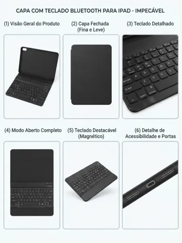 Capa Case com Teclado Bluetooth WB para iPad (10.9" / 11")