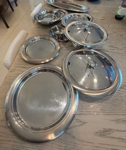 Conjunto de Baixelas e Travessas em Aço Inox - 10 Peças