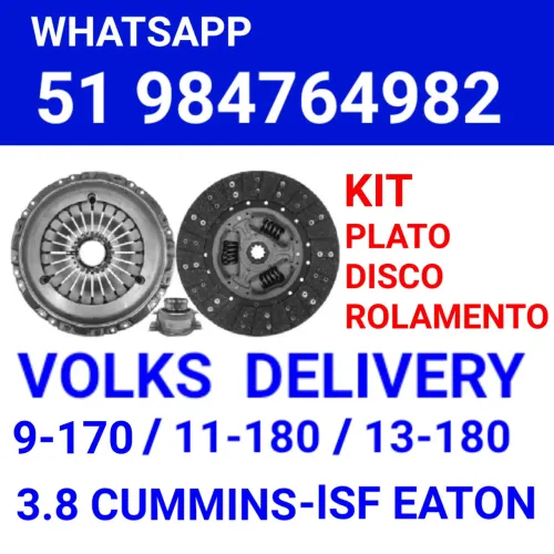 EMBREAGEM KIT PLATO , DISCO E ROLAMENTO DO CAMINHÃO VOLKS DELIVERY 9-170 / 11-180 / 13-180