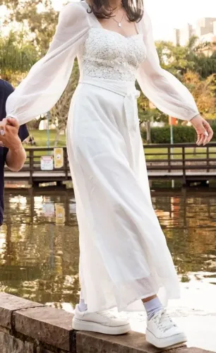 Vestido branco pre-wedding casamento civil