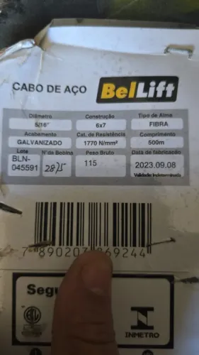 Cabo de Aço Galvanizado 5/16 Novo | INMETRO | R$ 6,00/m