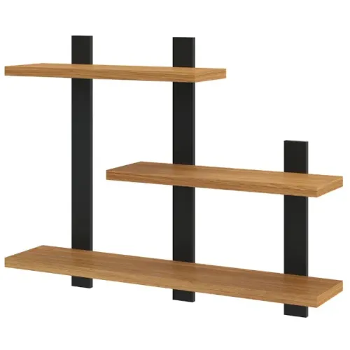 NICHO ESTANTE COM 3 PRATELEIRAS IINDUSTRIAL 89,5CMX70CM FREIJO PRETO FOSCO PRADEL