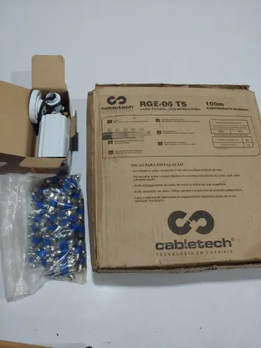 Kit Cabo coaxial 100m, 75 Ohms, conectores RG59 e Câmera de segurança