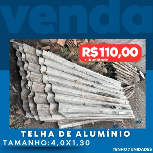 Telha de Alumínio Usada 4,00 x 1,30 - Ótimo Estado - R$ 110 cada
