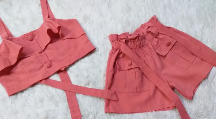 Conjunto Cropped short infanti menina 8 anos