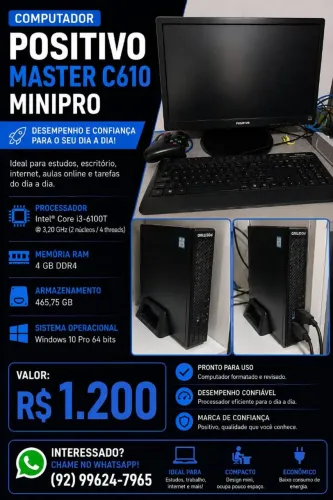 Computador positivo Master c610 mini pro com monitor