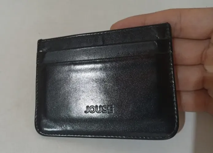 Carteira Jouse Série 1 Minimalista Artesanal Couro Nobre CNH Preta