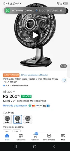 Ventilador mondial super turbo 40 cm