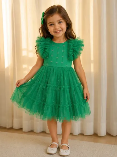 VESTIDO PETIT CHERIE VERDE COM GLITTER