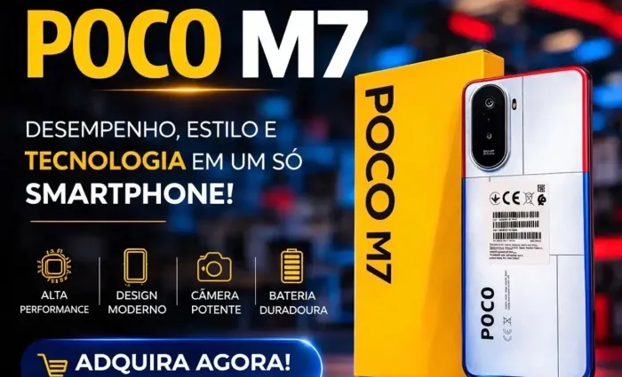 Smartphone Poco M7 Global 8/256GB Preto Azul Prata Lacrado Entregamos Gratis Garantia