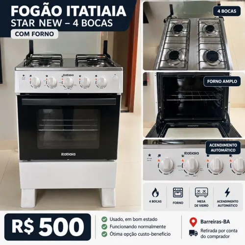 Fogão 4 bocas acendedor automático