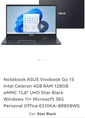 Notebook Asus Vivobook 15,6"