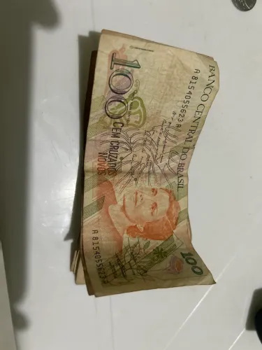 7 cédulas antiga de colecionador, 100 cruzados novos, t