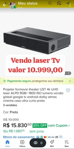 Projetor formovie theater UST 4k UHD laser ALPD RGB+ 1800 ISO lumens