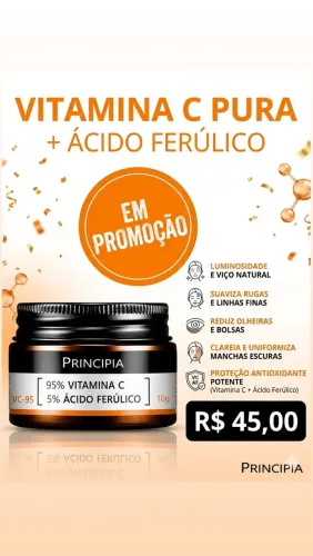 Vitamina C Pura + Ácido Ferúlico - Principia - 10g