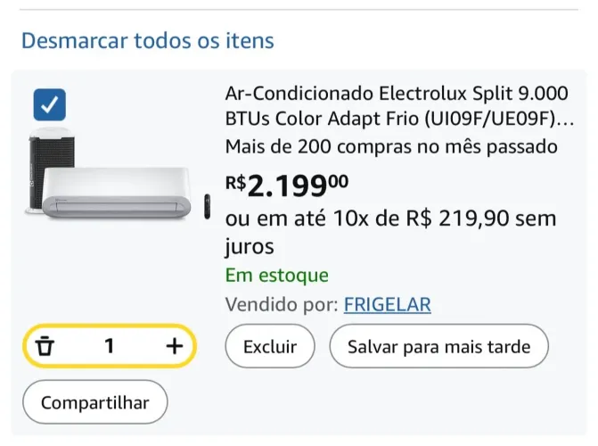Ar condicionado Eletrolux