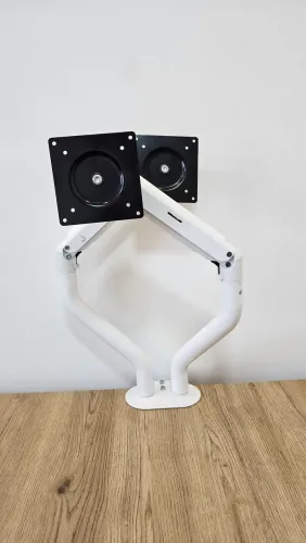 Suporte de mesa articulado duplo Rise Mode Dual Iron com pistão a gás - Estado de Novo!