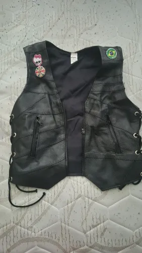 Colete de couro feminino 