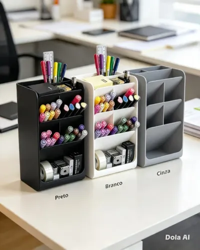 Suporte de Canetas Inclinado ? Organizador de Mesa Simples e Prático