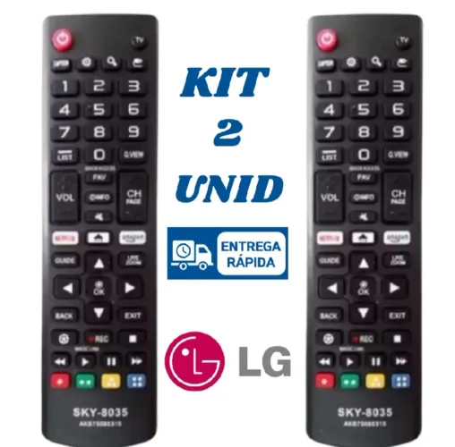 Controle Remoto para TV LG Smart - Kit com 2 Unidades Compatíveis Pronta Entrega