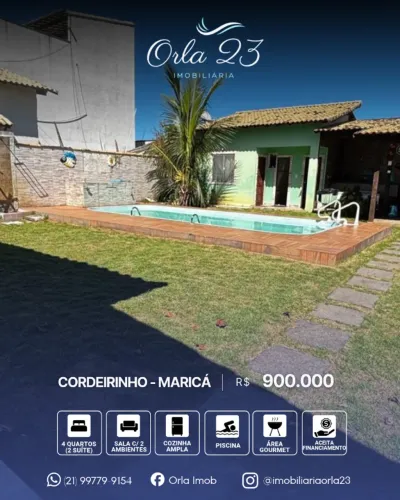 CORDEIRINHO, ORLA 23 IMOBILIÁRIA VENDE! Casa com piscina próximo aos comércios e praia