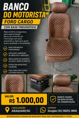 BANCO DO MOTORISTA FORD CARGO COM BASE PNEUMÁTICA