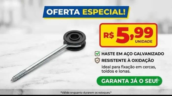 Haste em aço galvanizado resistente à Oxidação, feita para durar